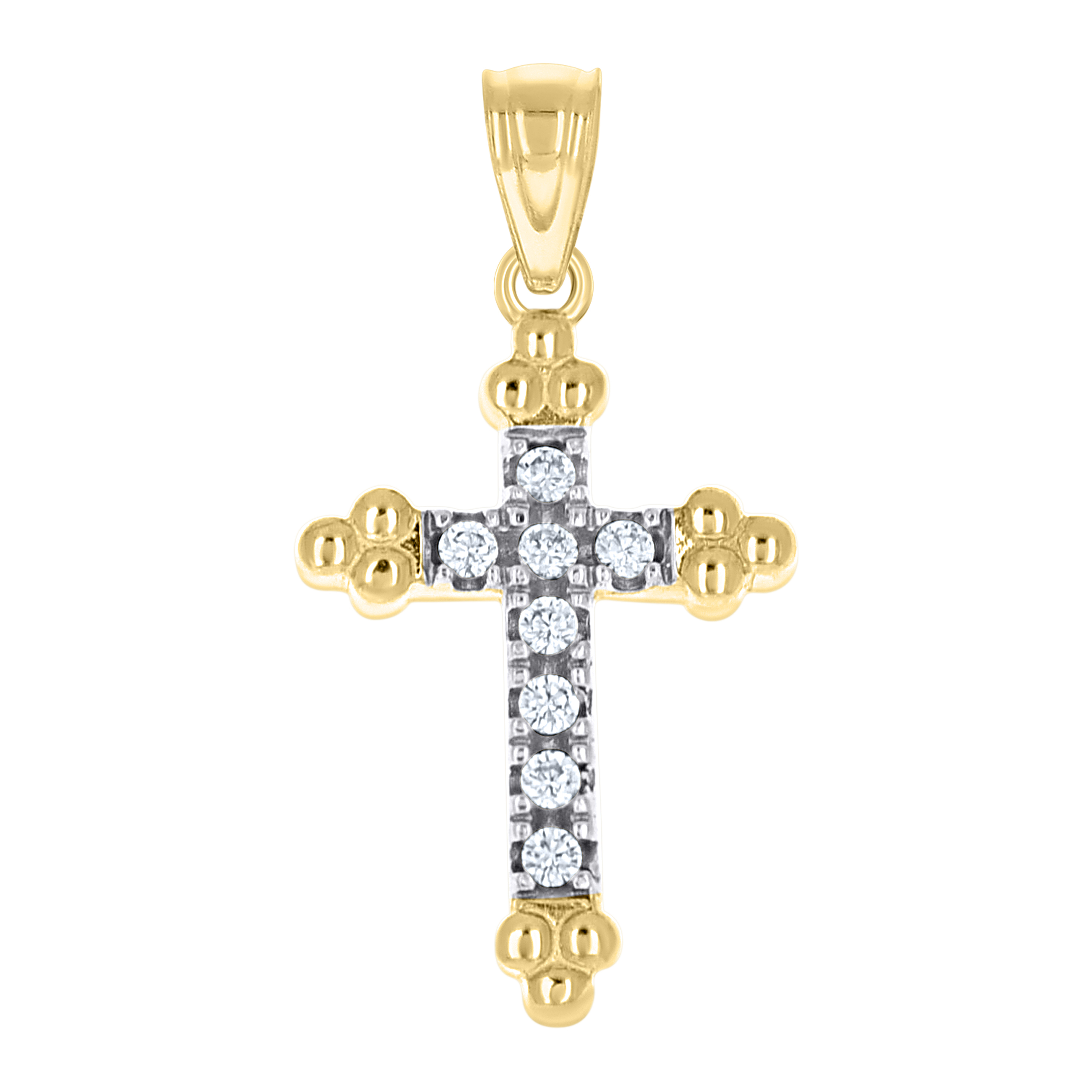 10kt 10k Two-Tone Gold Mens Women Cz Budded Cross Religious Charm Pendant
